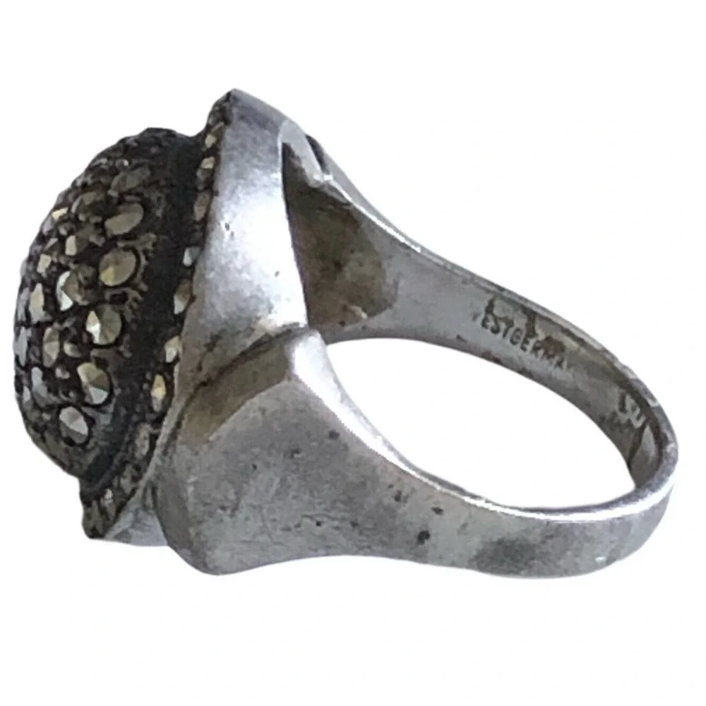 Vintage Marcasite Sterling Silver 925 Ring SZ 6.5 West Geemany Art Deco Oval